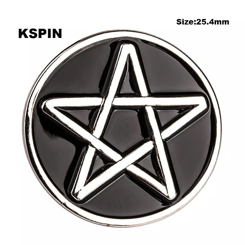 Pentagram Wiccan Witch Barista Church of Satan Lapel Pin  FREE USA SHIPPING SHIPS FREE FROM THE USA P-173C