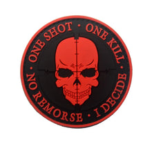 Load image into Gallery viewer, Sniper Skull One Shot One Kill No Remorse I Decide PVC Hook and Loop Morale Patch FREE USA SHIPPING SHIPS FROM USA PAT-488