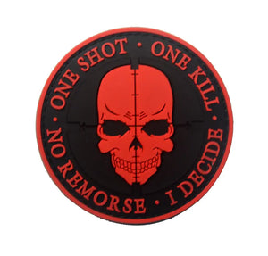 Sniper Skull One Shot One Kill No Remorse I Decide PVC Hook and Loop Morale Patch FREE USA SHIPPING SHIPS FROM USA PAT-488