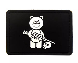 Funny Teddy Bear Hunter Skull  Hook and Loop Morale Patch Army Navy USMC Air Force LEO FREE USA SHIPPING SHIPS FROM USA PAT-345/A