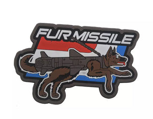 K9 Canine Fur Missile Dogs Of War PVC Hook and Loop Morale  Patch Army Navy USMC Air Force LEO FREE USA SHIPPING SHIPS FROM USA P-00153-1/2 PAT-343/A (E)