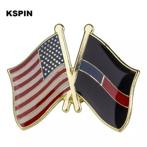 U.S. American Flag and Thin Blue Red Line Flag Lapel Pin FREE USA SHIPPING SHIPS FREE FROM THE USA P-174