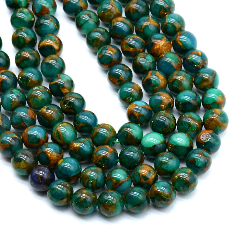Green Cloisonne  8MM Beads Natural 15