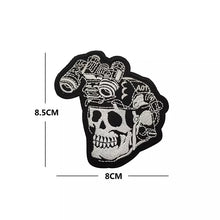 Load image into Gallery viewer, Glow in the Dark Night Vision Soldier Skull Embroidered  Hook and Loop Morale Patch Army Navy USMC Air Force LEO FREE USA SHIPPING SHIPS FROM USA PAT-339