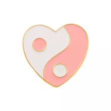 Load image into Gallery viewer, Heart Shaped Yin Yang Taichi Enamel Lapel Pin Tai Chi FREE SHIPPING SHIPS FROM USA P-171/172