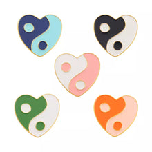 Load image into Gallery viewer, Heart Shaped Yin Yang Taichi Enamel Lapel Pin Tai Chi FREE SHIPPING SHIPS FROM USA P-171/172