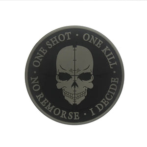 Sniper Skull One Shot One Kill No Remorse I Decide PVC Hook and Loop Morale Patch FREE USA SHIPPING SHIPS FROM USA PAT-488