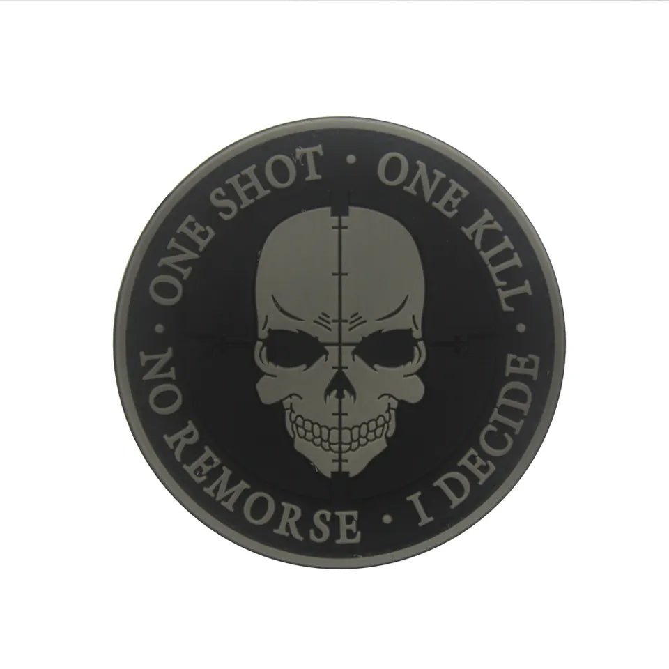 Sniper Skull One Shot One Kill No Remorse I Decide PVC Hook and Loop Morale Patch FREE USA SHIPPING SHIPS FROM USA PAT-488