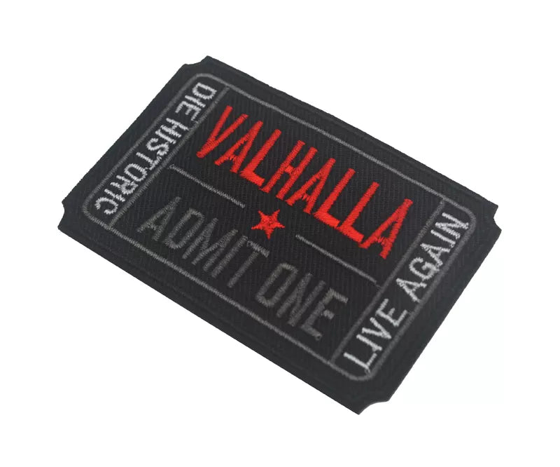 Valhalla Admit One Ticket Viking Nordic Embroidered  Hook and Loop Morale Patch Army Navy USMC Air Force LEO FREE USA SHIPPING SHIPS FROM USA PAT-01/A/B