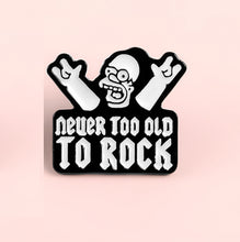 Load image into Gallery viewer, Simpsons Inspired Never To Old To Rock Homer Enamel Pin FREE USA Shipping P-159B