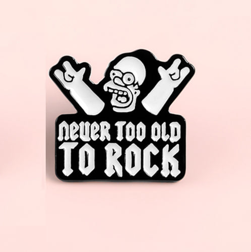 Simpsons Inspired Never To Old To Rock Homer Enamel Pin FREE USA Shipping P-159B