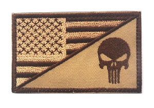 USA FLAG Skull Punisher Tactical Patch Army Marines Morale Hook and Loop FREE USA SHIPPING  SHIPS FROM USA PAT-568 (E)