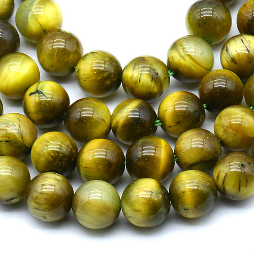 Yellow Green Tiger Eye 8MM Beads Natural 15