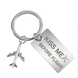 Kiss Me Before Flight Keychain Luggage Tag Flight Attendant Purser First Officer Pilot Airlines Navigator Flight Crew LKC-44, LKC-45, LKC-46 - www.ChallengeCoinCreations.com
