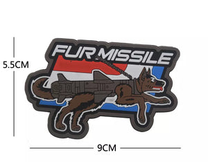 K9 Canine Fur Missile Dogs Of War PVC Hook and Loop Morale  Patch Army Navy USMC Air Force LEO FREE USA SHIPPING SHIPS FROM USA P-00153-1/2 PAT-343/A (E)