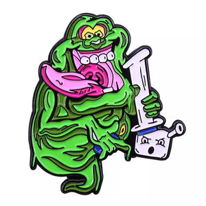 Ghostbusters Slimer 420 MMJ Stoned Marshmellow Man Enamel Pin Proton Pack  SLIMED FREE USA SHIPPING SHIPS FROM USA ZQ-231