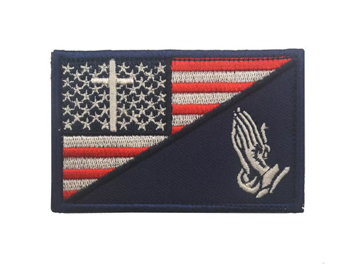 Praying Hands Christian Cross USA FLAG Tactical Patch Army Marines Morale Hook and Loop FREE USA SHIPPING  SHIPS FROM USA PAT-166