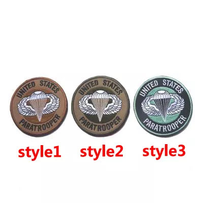 US ARMY Paratrooper United States Embroidered Hook and Loop Army Tactical Morale Patch FREE USA SHIPPING SHIPS FROM USA PAT-349/A/B