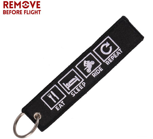 EAT SLEEP RIDE REPEAT Keychain Luggage Tag Motorcycle Bike Week Harley Kawasaki Suzuki Honda Yamaha Sturgis LKC-32 - www.ChallengeCoinCreations.com