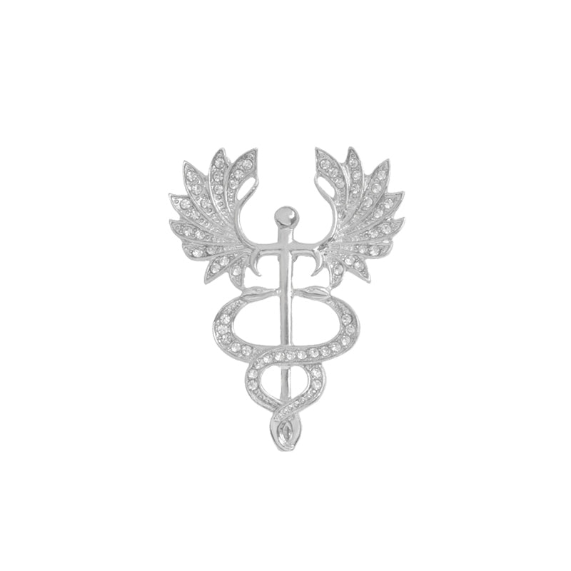 Silver Medical Nurse Doctor Symbol Pin Vaccine Hospital Front Line Essential Worker P-118 - www.ChallengeCoinCreations.com