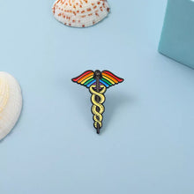 Load image into Gallery viewer, Medical Nurse Doctor Symbol Enamel Pin Rainbow Front Line Essential Worker P-164B