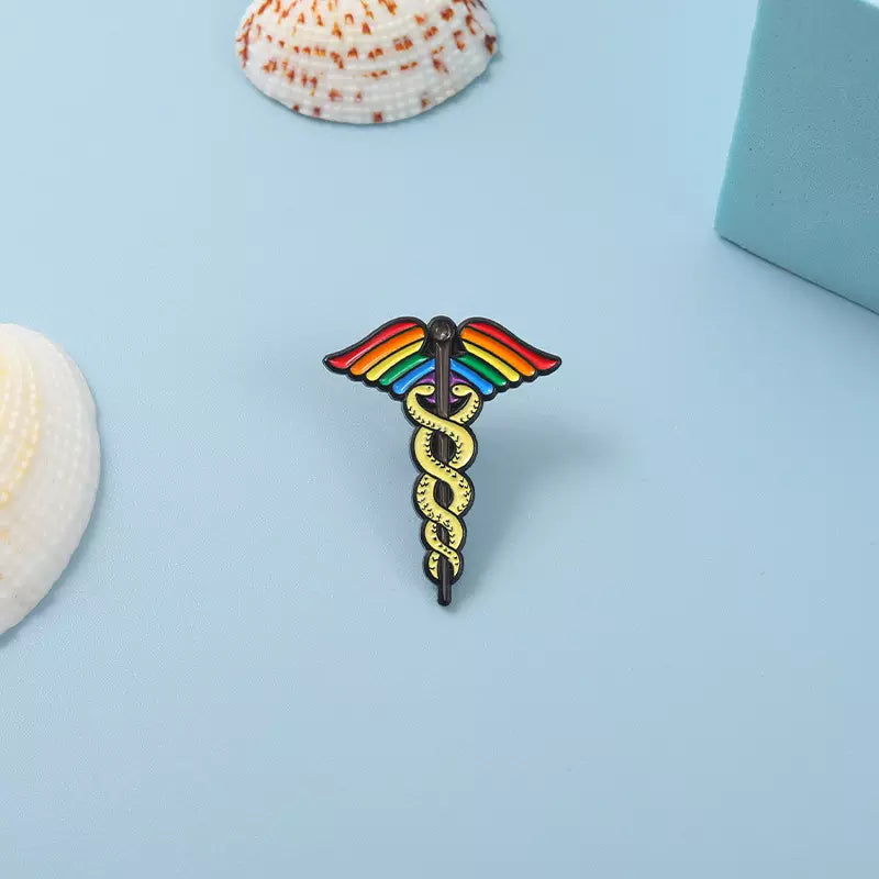 Medical Nurse Doctor Symbol Enamel Pin Rainbow Front Line Essential Worker P-164B