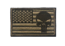Load image into Gallery viewer, USA FLAG Skull Punisher Tactical Patch Army Marines Morale Hook and Loop FREE USA SHIPPING  SHIPS FROM USA PAT-568 (E)