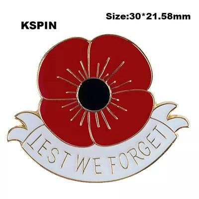 Lest We Forget Red Poppy Cloisonné Pin American Legion Veterans Day Lest We Forget Army Navy Air Force Marines Coast Guard Merchant Marines FREE USA SHIPPING  SHIPS FROM USA P-203