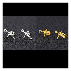 Fashion Delicate Heartbeat EKG Stud Earring for Women Stainless Steel Heart ECG Stud Earrings Free USA Shipping - www.ChallengeCoinCreations.com