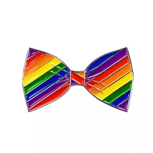 Bow Tie Ribbon  Rainbow Flag Pride Parade Pin LGBTQ Lesbian Gay Bi Transexual Queer Pride FREE USA SHIPPING SHIPS FROM USA P-168B