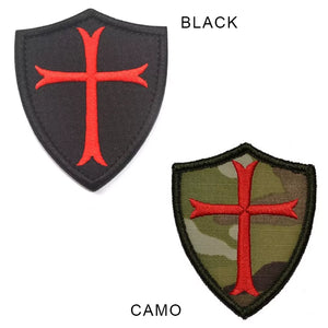 Templar Cross on Shield Embroidered Hook and Loop Patch FREE USA SHIPPING SHIPS FROM USA V00098-1/2 PAT-267/268