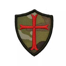 Load image into Gallery viewer, Templar Cross on Shield Embroidered Hook and Loop Patch FREE USA SHIPPING SHIPS FROM USA V00098-1/2 PAT-267/268