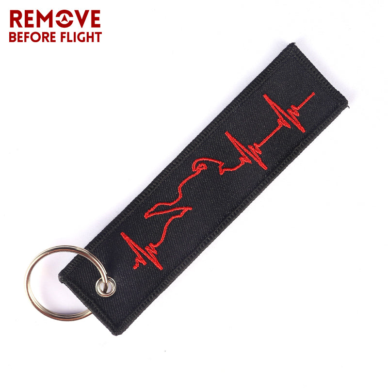 Red Heartbeat EKG Motorcycle Keychain Luggage Tag Motorcycle Bike Week Harley Kawasaki Suzuki Honda Yamaha Sturgis LKC-71 - www.ChallengeCoinCreations.com