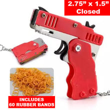 Load image into Gallery viewer, Rubber Band Gun Mini Metal Folding with Keychain and Rubber Band Shooting Game for Adults and Kids FREE USA SHIPPING SHIPS FROM USA