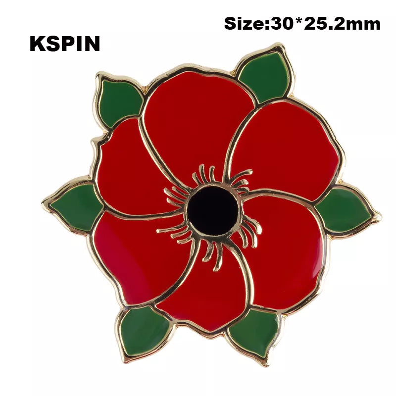 Red Poppy Cloisonné Pin American Legion Veterans Day Lest We Forget Army Navy Air Force Marines Coast Guard Merchant Marines FREE USA SHIPPING  SHIPS FROM USA P-207