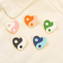 Load image into Gallery viewer, Heart Shaped Yin Yang Taichi Enamel Lapel Pin Tai Chi FREE SHIPPING SHIPS FROM USA P-171/172