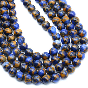 Dark blue Cloisonne 8MM Beads Natural 15" (+/- 44) Beads per strand B-18