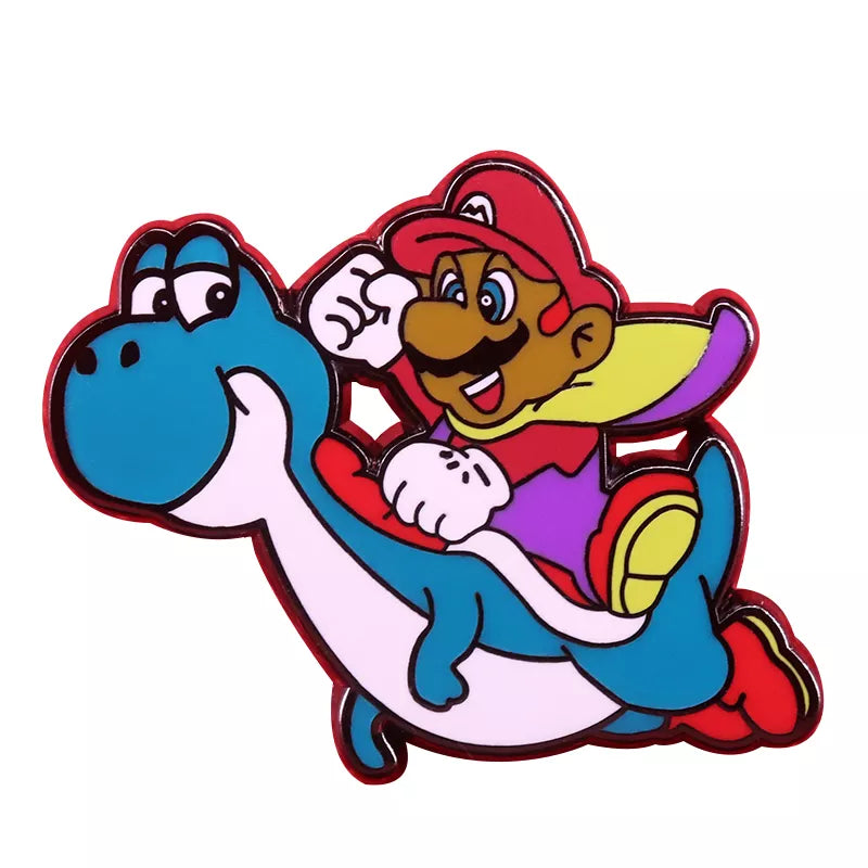 Mario Mashup Riding Yoshi Enamel Pin Luigi Brothers FREE USA SHIPPING SHIPS FROM USA P-198A