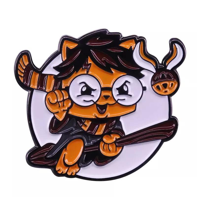 Hairy pawter Badge Norris the cat brooch furry kids enamel pin kitten lovers Potter Mashup Enamel Pin Free USA Shipping P-166C