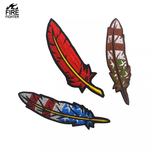US Flag Bird Feather Embroidered Hook and Loop Morale Patch Army Navy USMC Air Force LEO FREE USA SHIPPING SHIPS FROM USA PAT-326/A/B  (E)