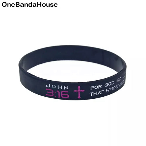 Strength Silicon Bracelet Christian Christ Scripture John 3:16 SBLT-021