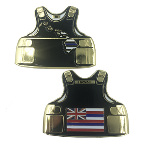 Hawaii LEO Thin Blue Line Police Body Armor State Flag Challenge Coins C-009 - www.ChallengeCoinCreations.com