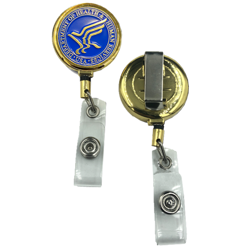 HHS Metal ID Reel retractable ID Card Holder cl-mm ID-022 - www.ChallengeCoinCreations.com