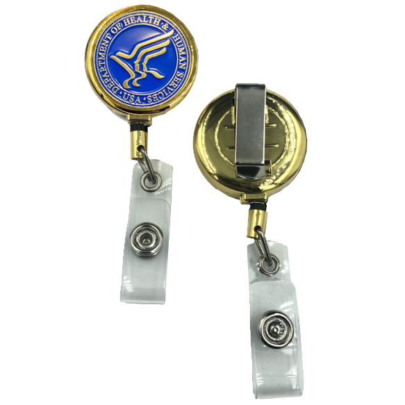 HHS Metal ID Reel retractable ID Card Holder cl-mm ID-022 - www.ChallengeCoinCreations.com