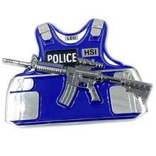 Load image into Gallery viewer, HSI M4 Body Armor 3D self standing Challenge Coin Special Agent Federal Officer Investigator Thin Blue Line CL9-04 - www.ChallengeCoinCreations.com
