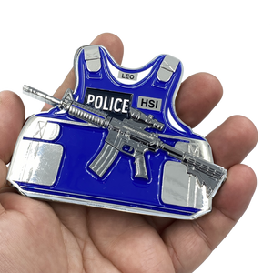 HSI M4 Body Armor 3D self standing Challenge Coin Special Agent Federal Officer Investigator Thin Blue Line CL9-04 - www.ChallengeCoinCreations.com