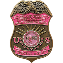 Load image into Gallery viewer, Thin Pink Line HSI Special Agent Breast Cancer Awareness Month Challenge Coin BL2-010A - www.ChallengeCoinCreations.com