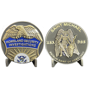 HSI HSI Special Agent Saint Michael Patron Saint Challenge Coin EL8-04 - www.ChallengeCoinCreations.com