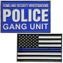 Load image into Gallery viewer, HSI Special Agent Police Gang Unit Challenge Coin Blue Line American Flag EL11-003