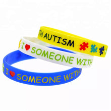 Load image into Gallery viewer, I Love Someone With Autism Awareness Silicone Bracelets 3 colors Available SBLT-022 GHI